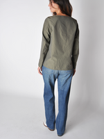 Military Green Classic Poplin Blouse