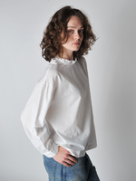 White Jacquard Frill Collar Shirt