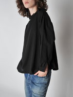 Black Jacquard Frill Collar Shirt