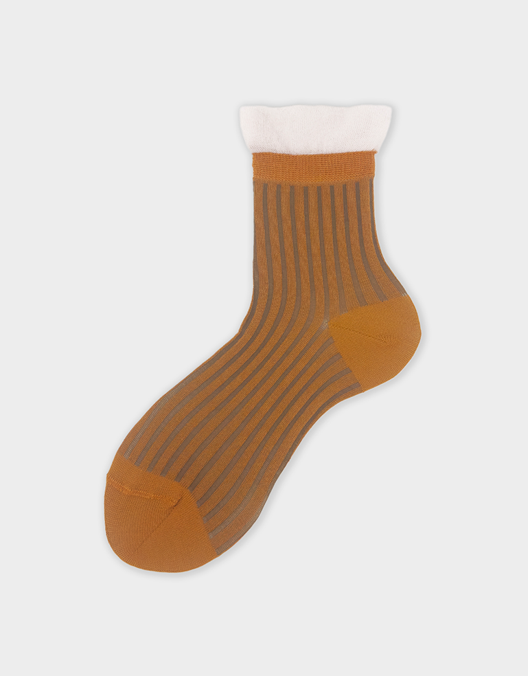 Burnt Orange and Brown Ruffle Top Amba Sock - Roztayger