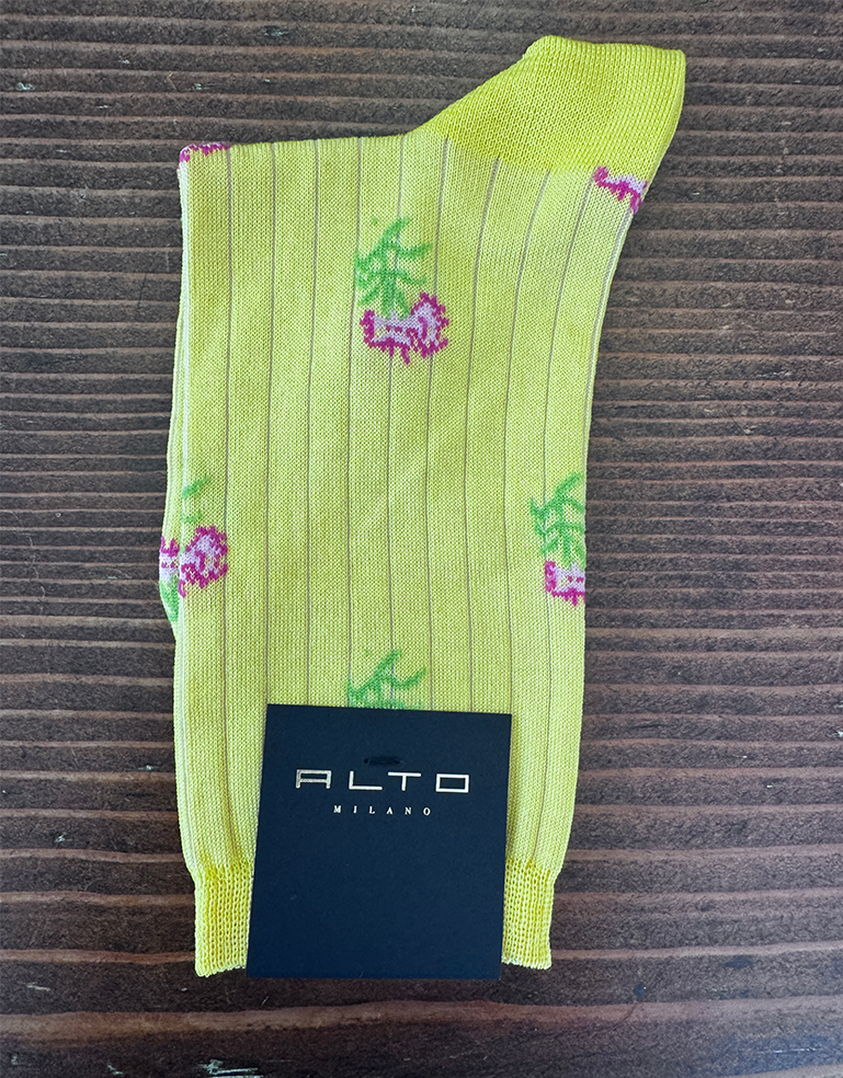 Yellow and Pink Floral Soleada Socks - Roztayger