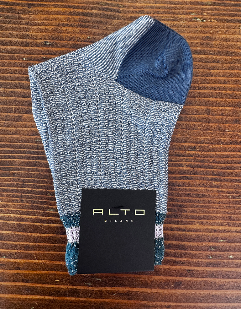 Blue Green and Pale Pink Short Ankle Sock - Roztayger