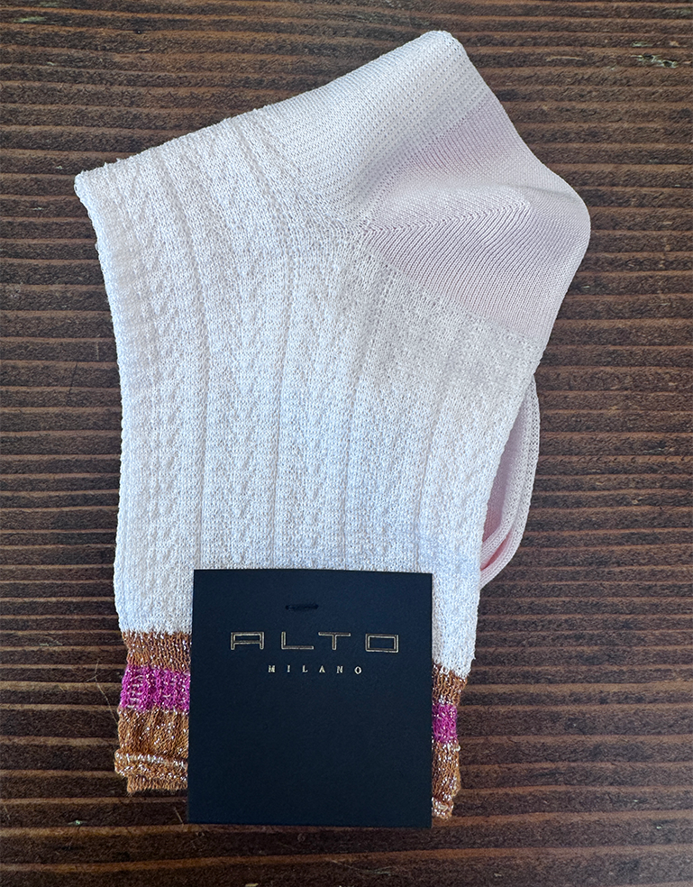 Pale Pink and Ochre Short  Mia Ankle Sock - Roztayger