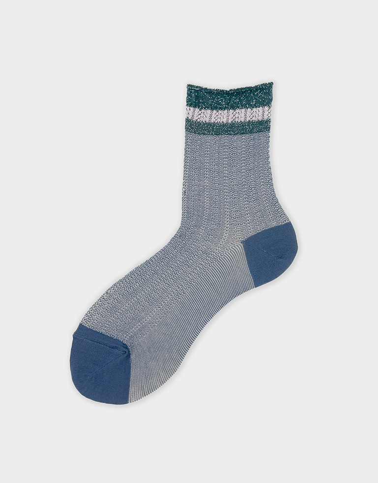 Blue Green and Pale Pink Short Ankle Sock - Roztayger