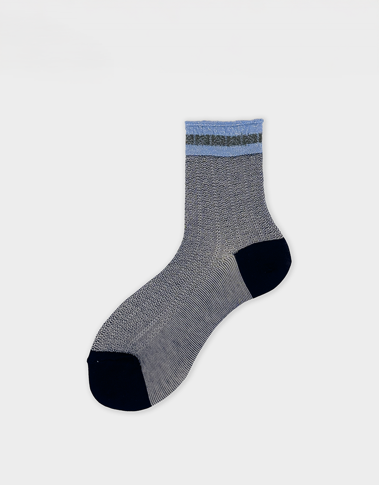 Navy and Pale Blue Short Ankle Sock - Roztayger