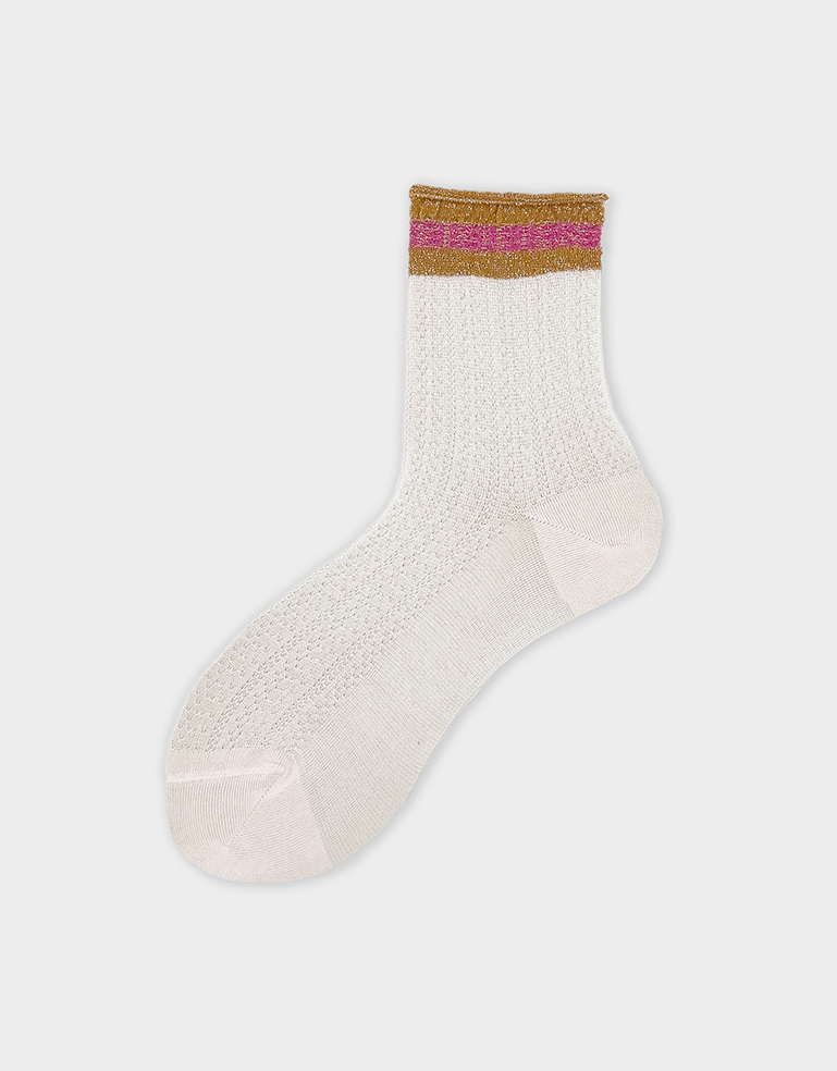 Pale Pink and Ochre Short  Mia Ankle Sock - Roztayger