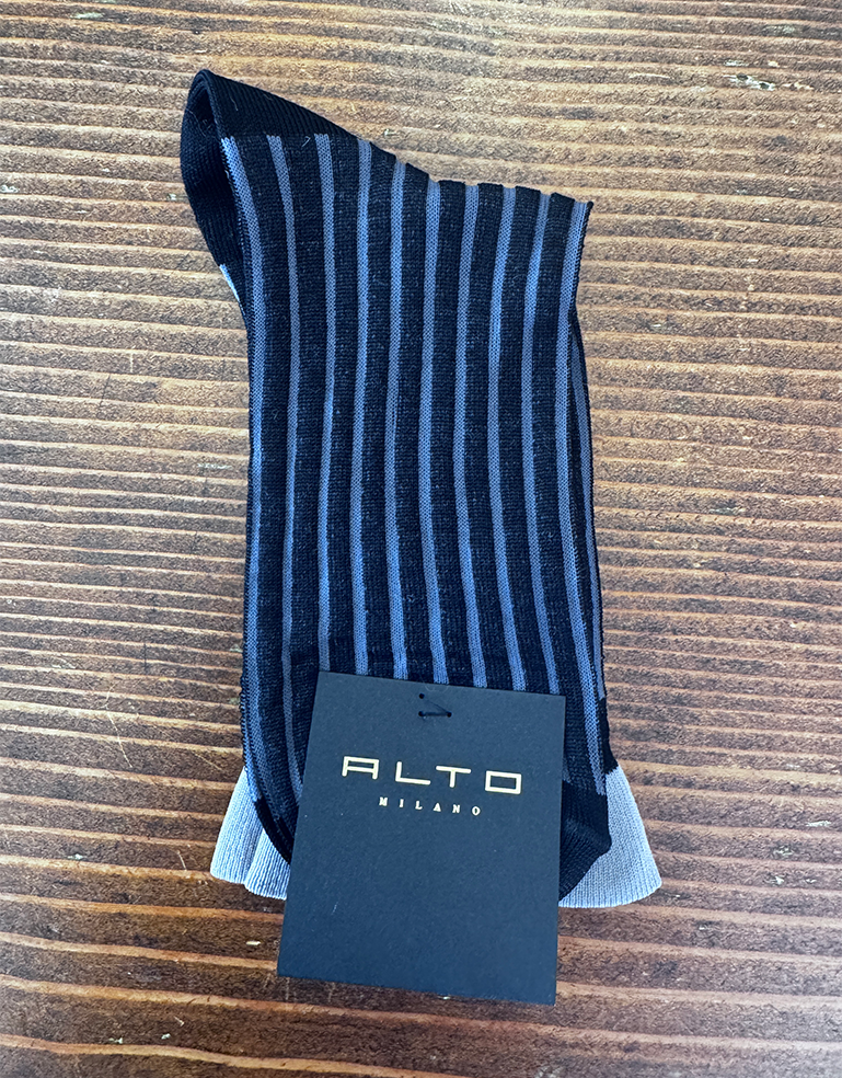 Black and Grey Stripe Ruffle Top Amba Sock - Roztayger