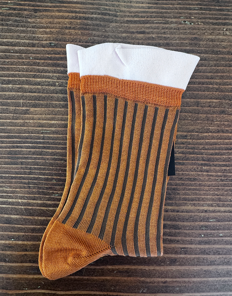 Burnt Orange and Brown Ruffle Top Amba Sock - Roztayger