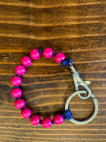 Raspberry and Blue Short Perlen Keychain