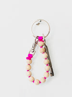 Natural and Pink Short Perlen Keychain - Roztayger