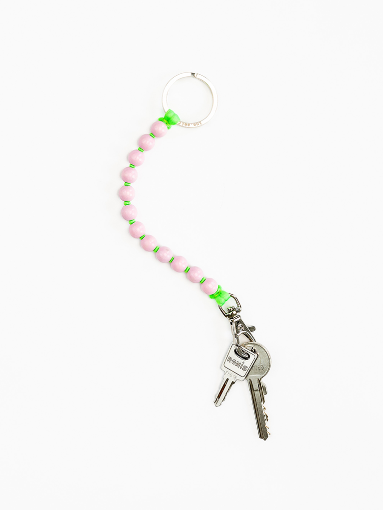 Pastel Rose and Neon Green Short Perlen Keychain