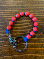 Rasberry and Blue Short Perlen Keychain - Roztayger