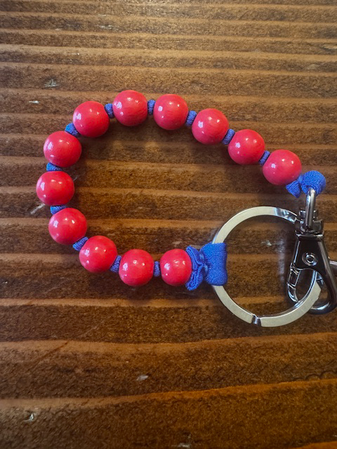 Red and Blue Short Perlen Keychain