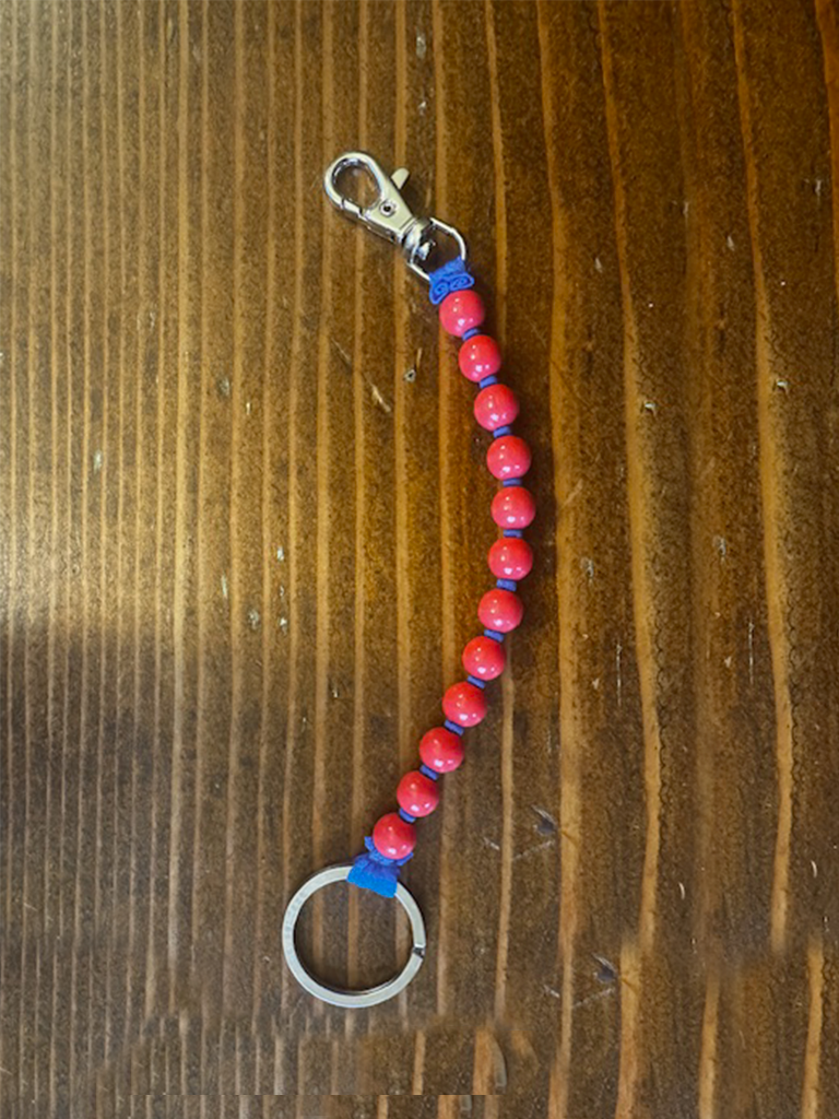 Red and Blue Short Perlen Keychain