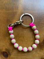 Natural and Pink Short Perlen Keychain - Roztayger