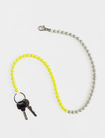 Light Grey and Neon Yellow Long Perlen Keychain - Designer Keychain - Roztayger