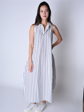 
  
	
    
	
    Black and White Striped Felice Dress