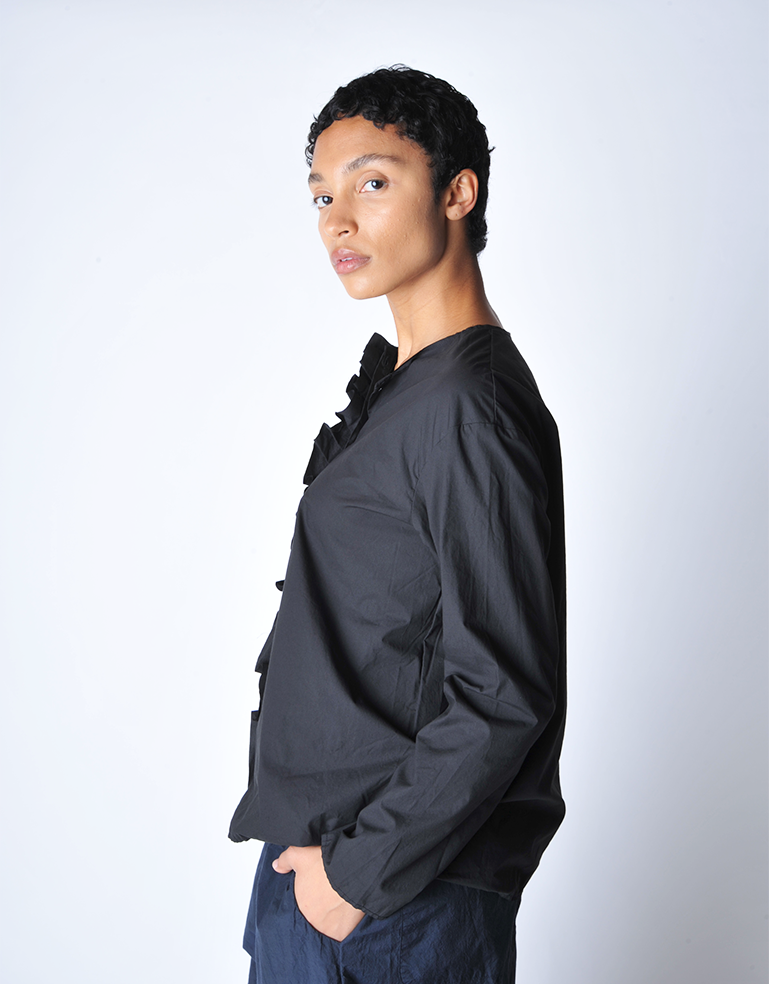 
                  
                    Black Long Sleeve Ruffle Girl Shirt - Roztayger
                  
                
