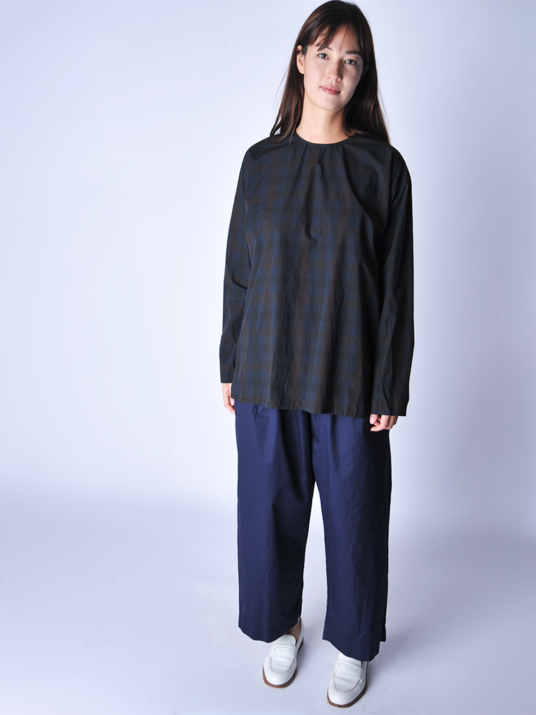 Navy and Brown Check Kesh Big Shirt - Roztayger