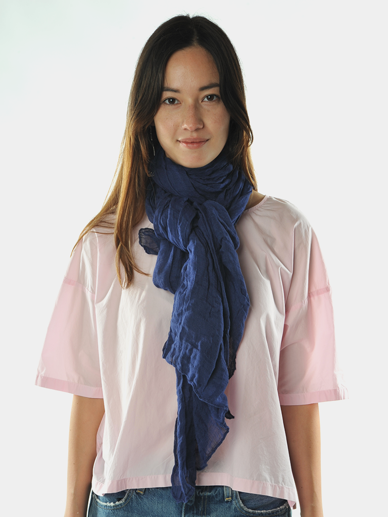 Navy Linen Fifi Check Scarf - 1 left