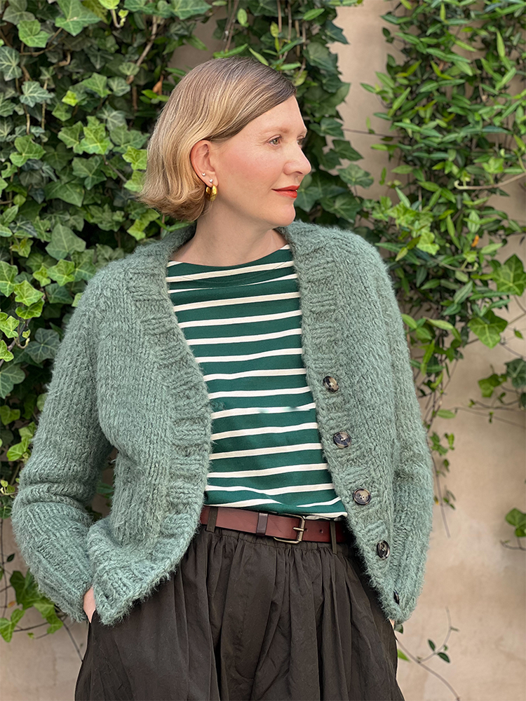 MikiKnits Green Ingrid Cardigan - Handmade Alpaca Sweater - Roztayger