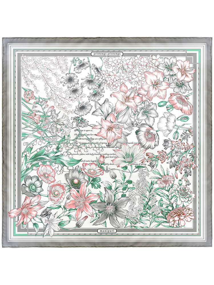 
                  
                    Light Grey Floral Silk Scarf - Roztayger
                  
                