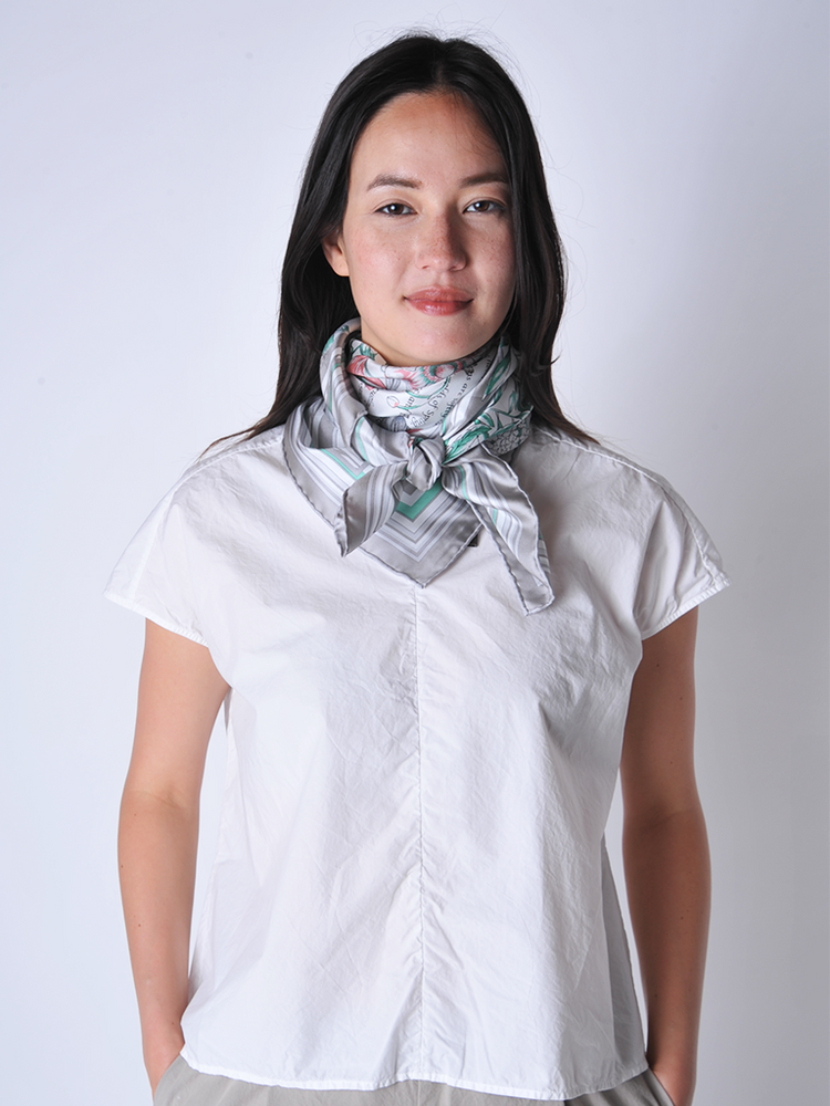 Light Grey Floral Silk Scarf - Roztayger