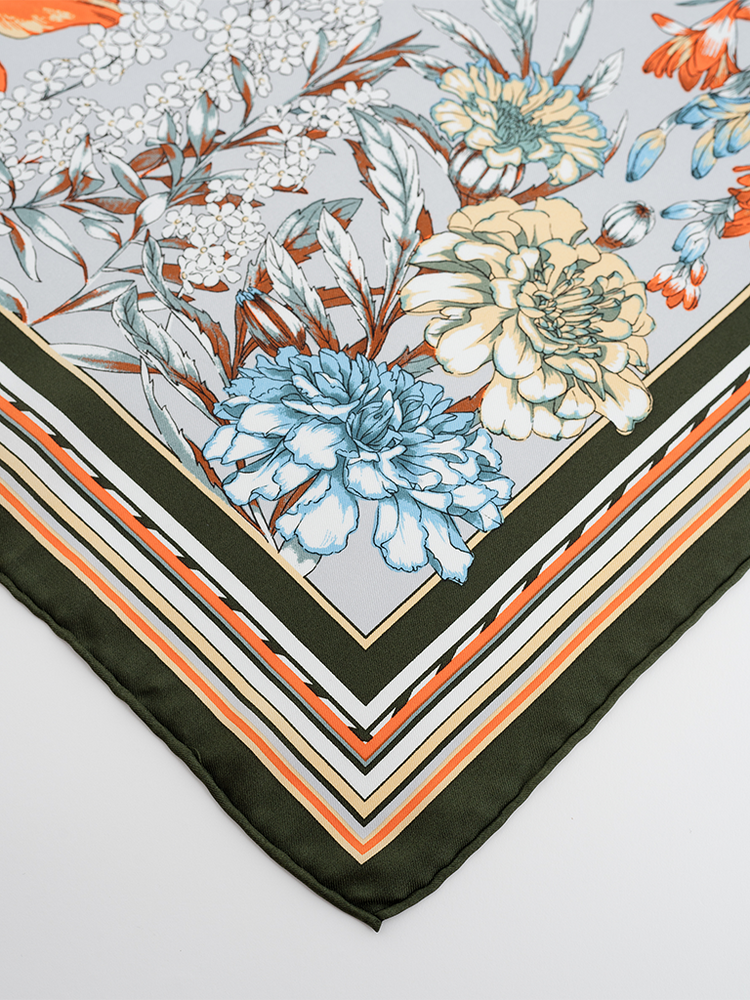 
                  
                    Olive Floral Silk Scarf - Roztayger
                  
                