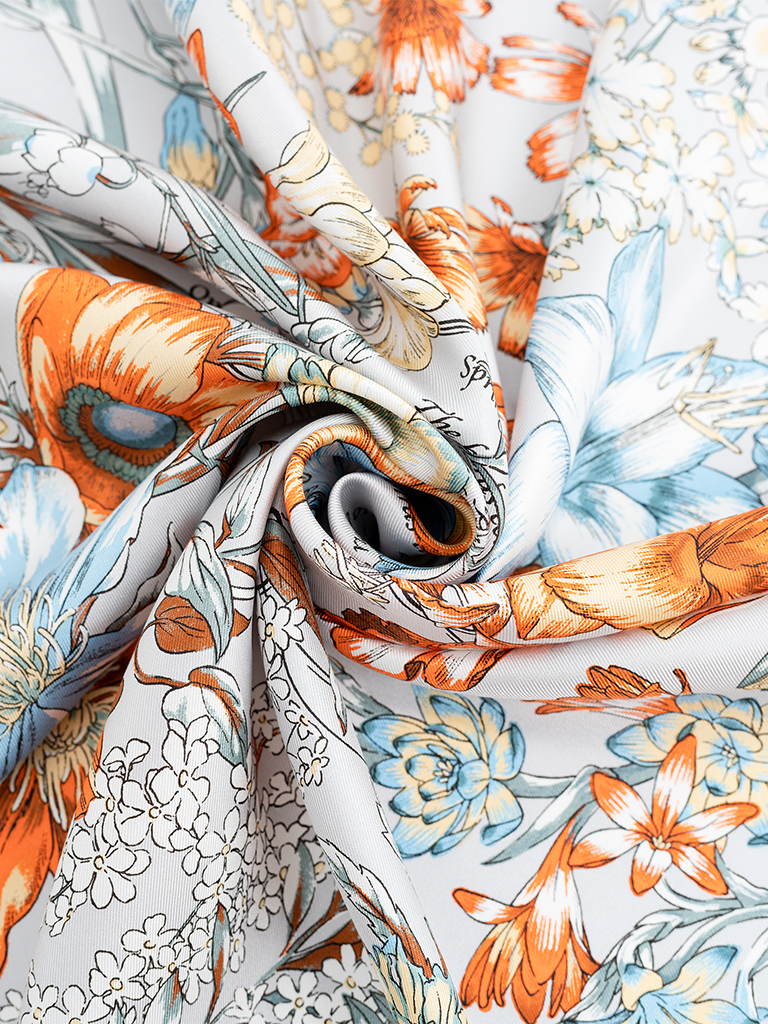 Olive Floral Silk Scarf - Roztayger