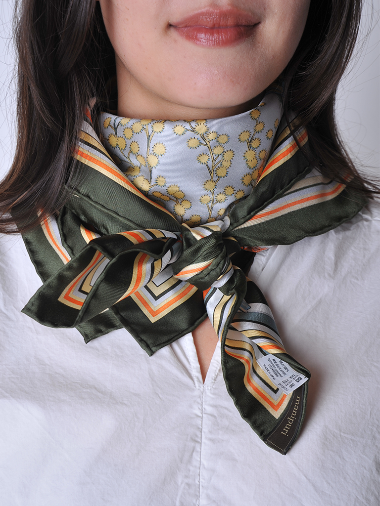 Olive Floral Silk Scarf - Roztayger