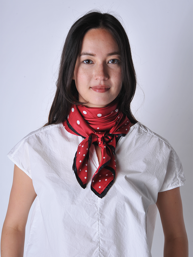 Red  Dot Silk  Scarf - Roztayger