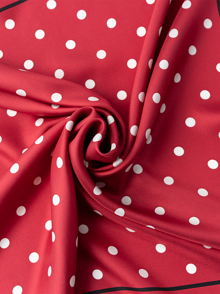 Red  Dot Silk  Scarf - Roztayger