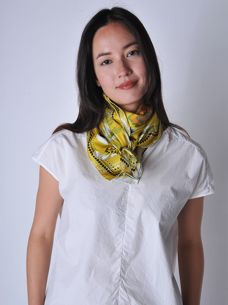 Yellow Floral Silk Scarf - Roztayger