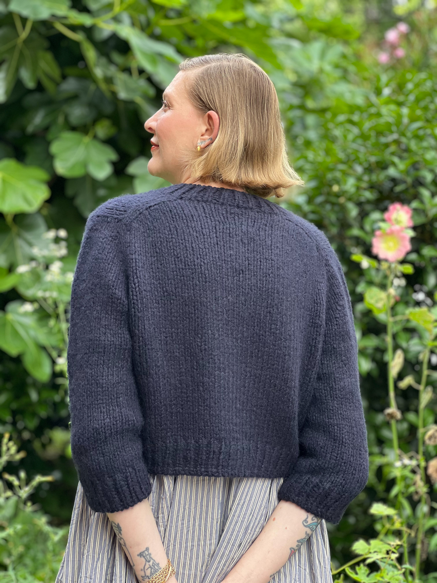 Mikiknits Navy Elizabeth Sweater 100% Cashmere Sweater Handmade - Roztayger