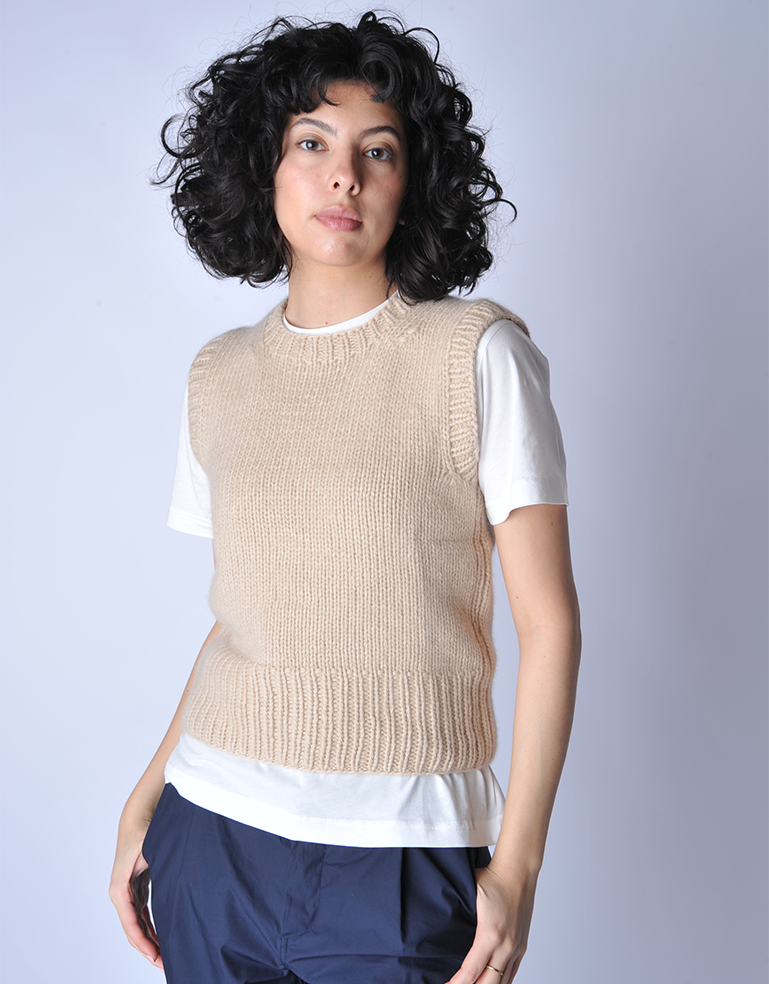 Cream Sofia Round Neck Vest - Roztayger