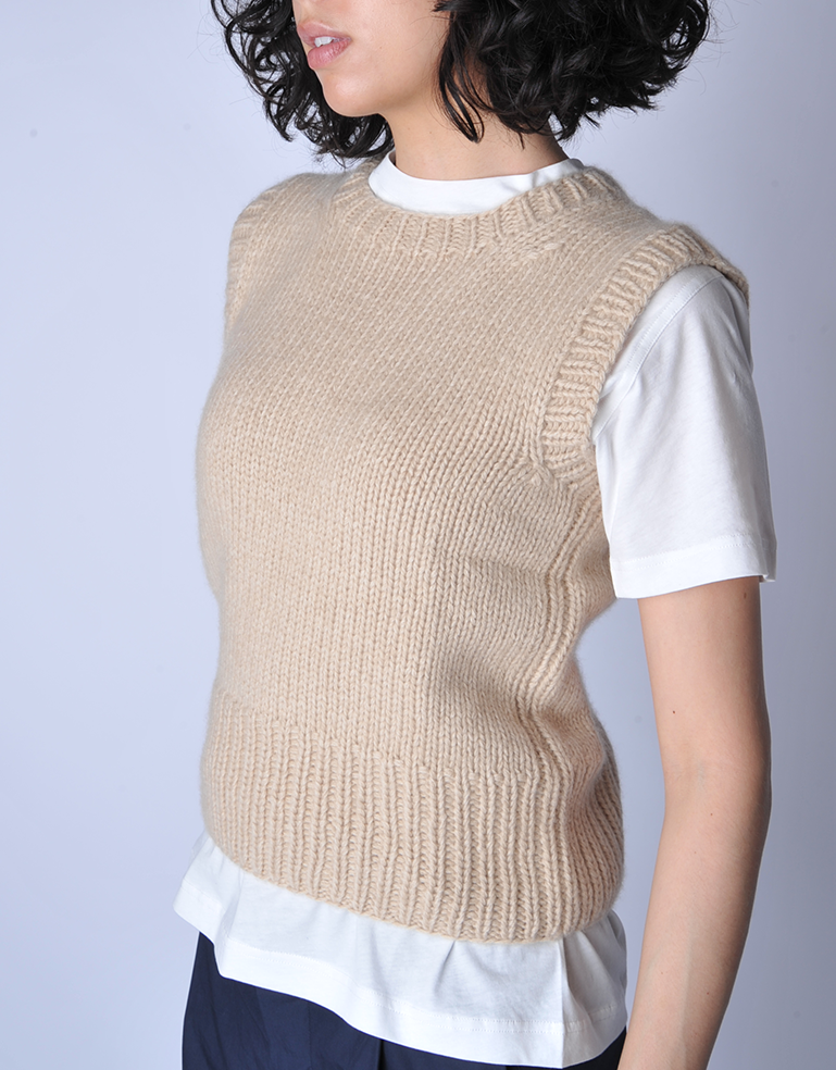 Cream Sofia Round Neck Vest - Roztayger