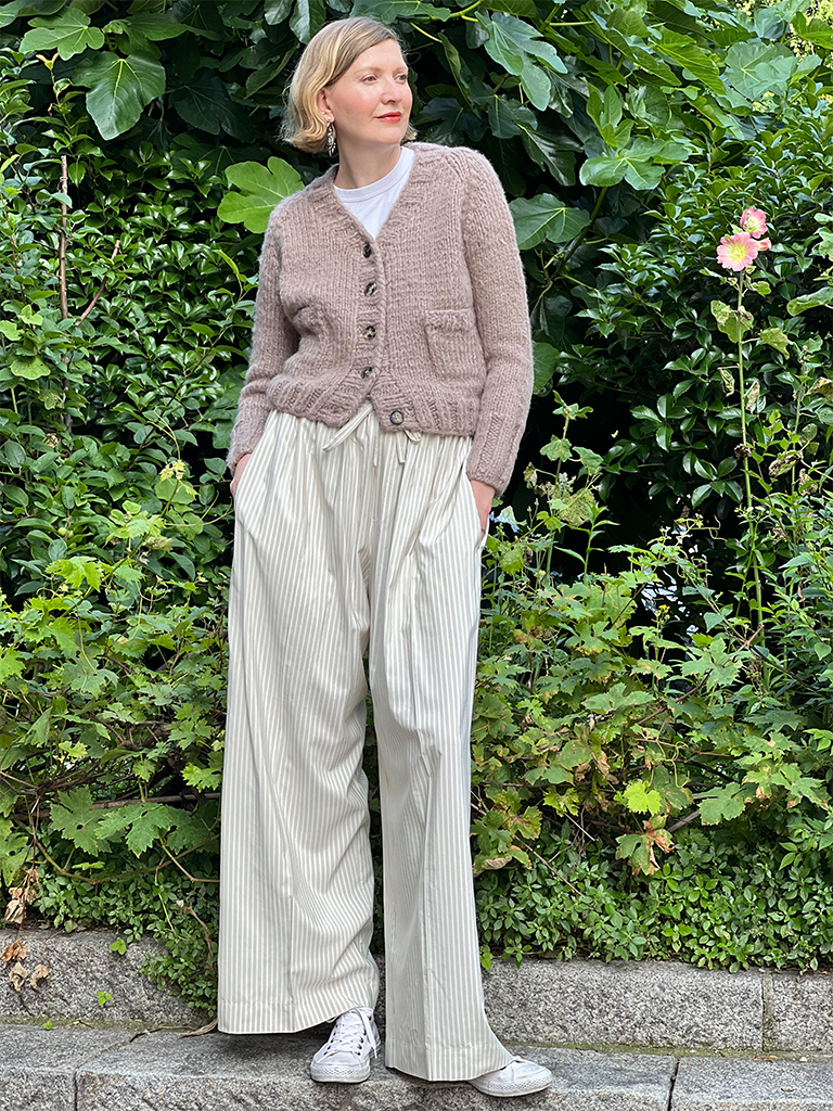 Mikiknits Taupe Ingrid Cardigan 100% Silk Knit Sweater Handmade - Roztayger