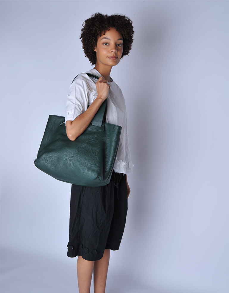 Dark Green Plein Tote - Roztayger