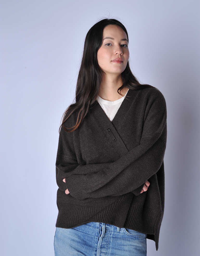 Chocolate Aire Chunky Knit Cardigan - Roztayger