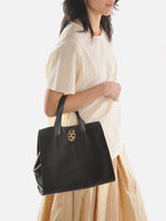 Chocolate Brown Suede chariot Tote - Roztayger