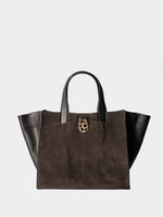 Chocolate Brown Suede chariot Tote - Roztayger