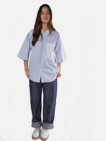 Striped Button Down Shirt with Pocket - Beech Blue Striped Shirt by Sofie D'Hoore | Roztayger