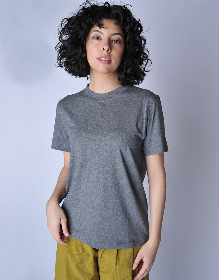 Grey Melange Tag Tshirt - Roztayger
