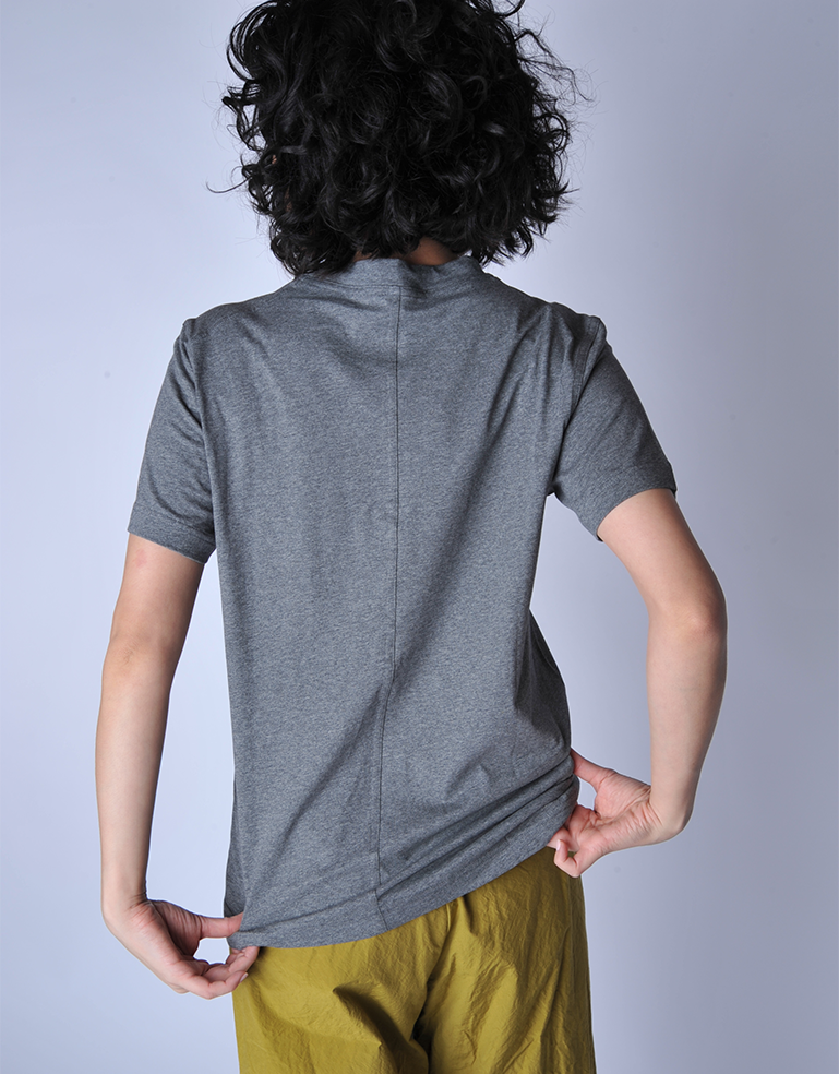 Grey Melange Tag Tshirt - Roztayger