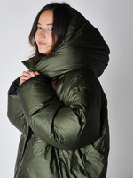 Khaki and Slate Odna Reversible Hooded Puffer Jacket