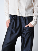 Dark Navy Satin Wide Leg Japanese Pants