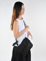 Black Waxed Cotton small shoulder Bag - Roztayger