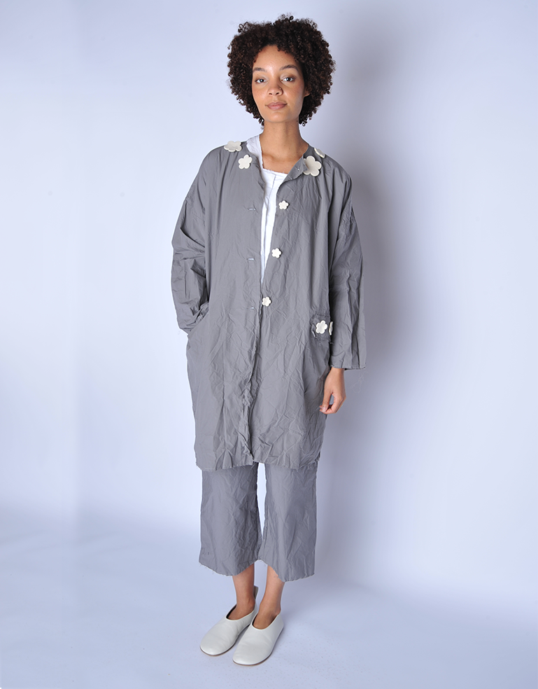 Grey Flowers Coat - Roztayger