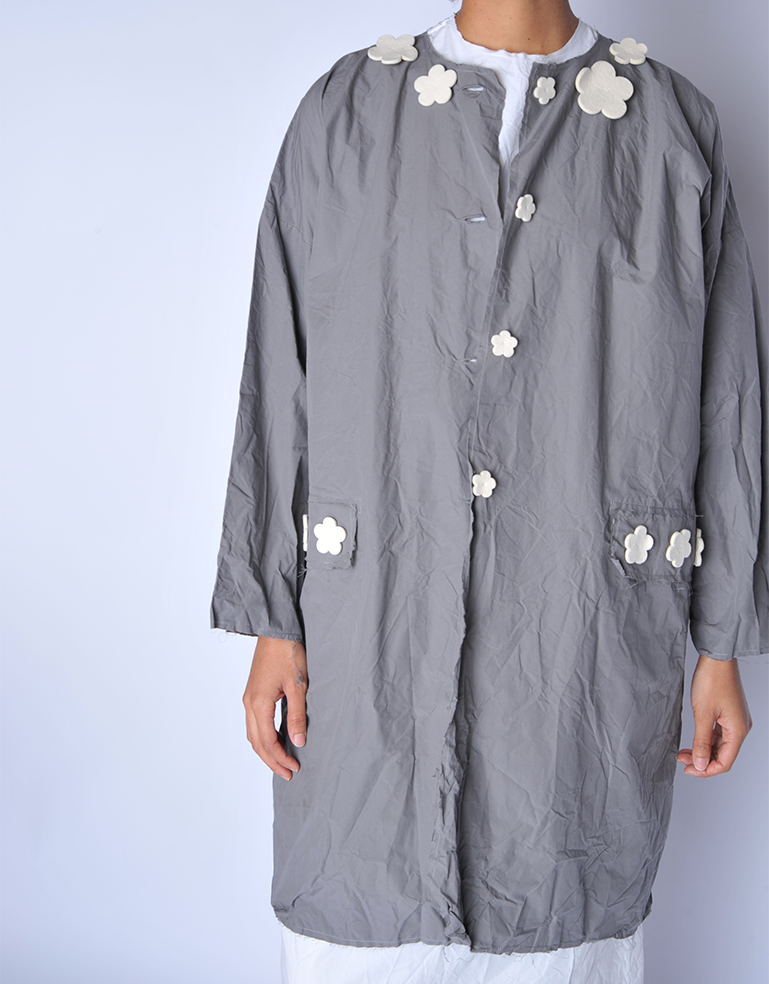 Grey Flowers Coat - Roztayger