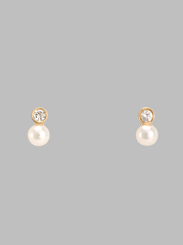 Pearl and White Diamond Studs